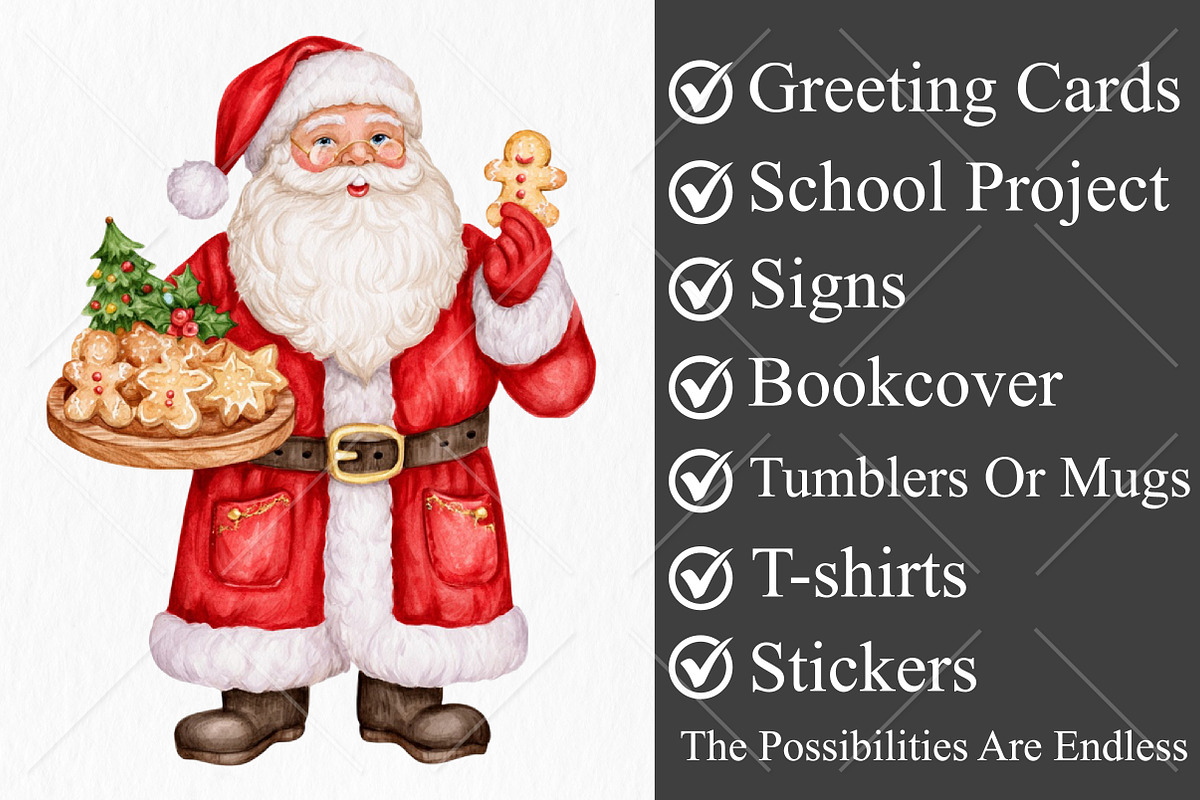 Whimsical Christmas Santa Clipart, a Seasonal Illustration by Canvas Craft (Photo 3 of 10)
