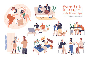 Parent - teenager relationships set, a Person Illustration by Good Studio