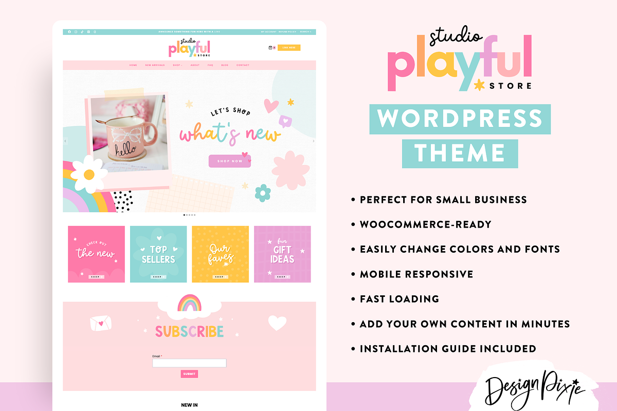 Playful Wordpress Woocommerce Theme, a WordPress Template by Design Pixie (Photo 2 of 8)