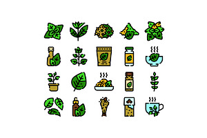 Basil herb product and food icons, a Food Illustration by pikepicture