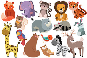 Cute Baby Animals Vector & PNG Pack