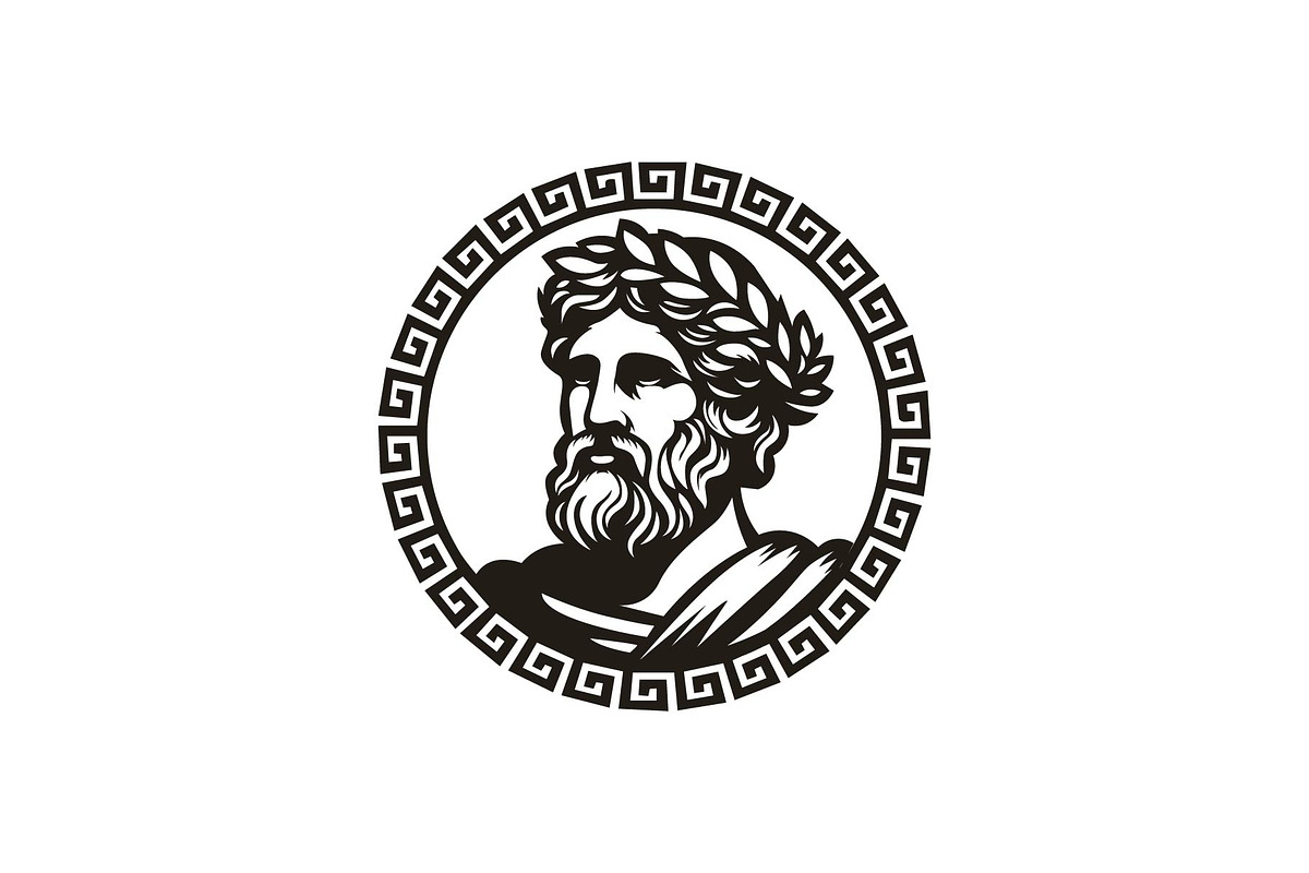 greek philosopher with wreath logo, a Branding & Logo Template by funpixel