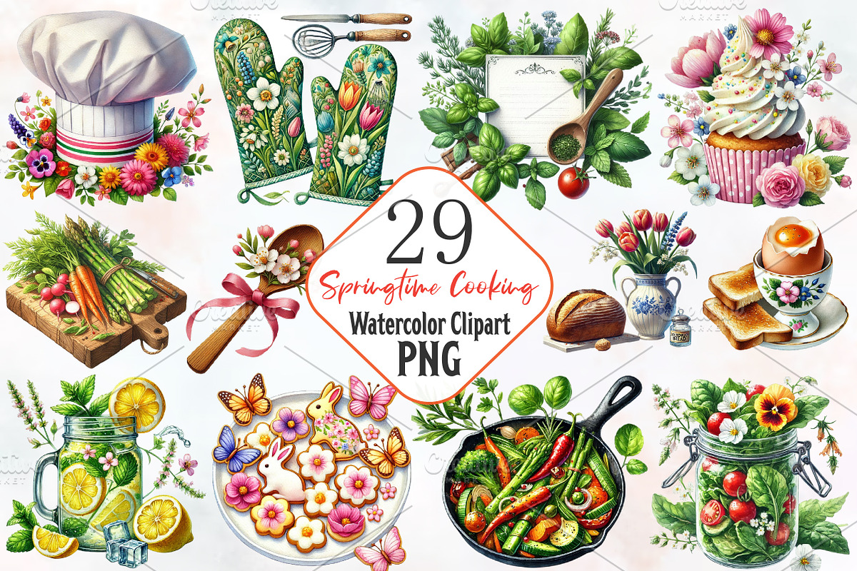 springtime cooking clipart, an Illustration by RobertsArt (Photo 1 of 7)