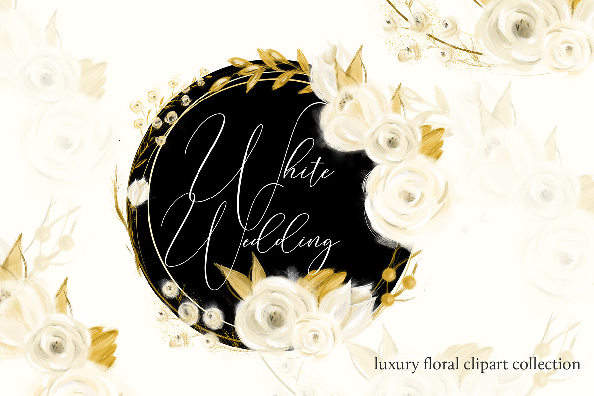White Wedding Floral Clipart, an Object Graphic by savanamm design (Photo 1 of 8)