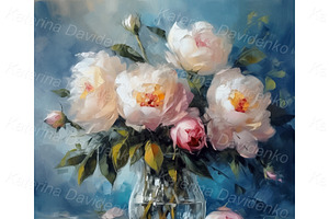 Paintings Of Peonies & Roses Flowers