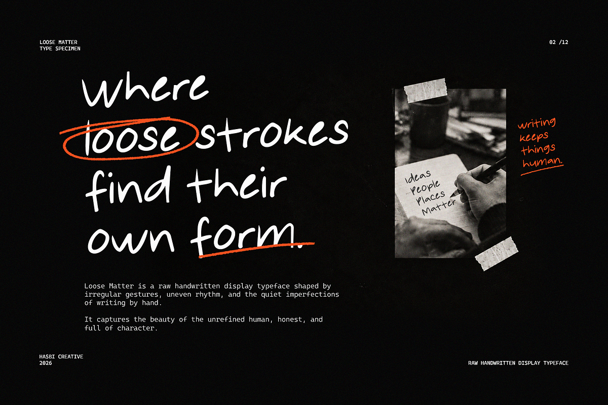 Loose Matter - Handwritten Font, a Handwritten Font by Hasbi Creative (Photo 2 of 12)