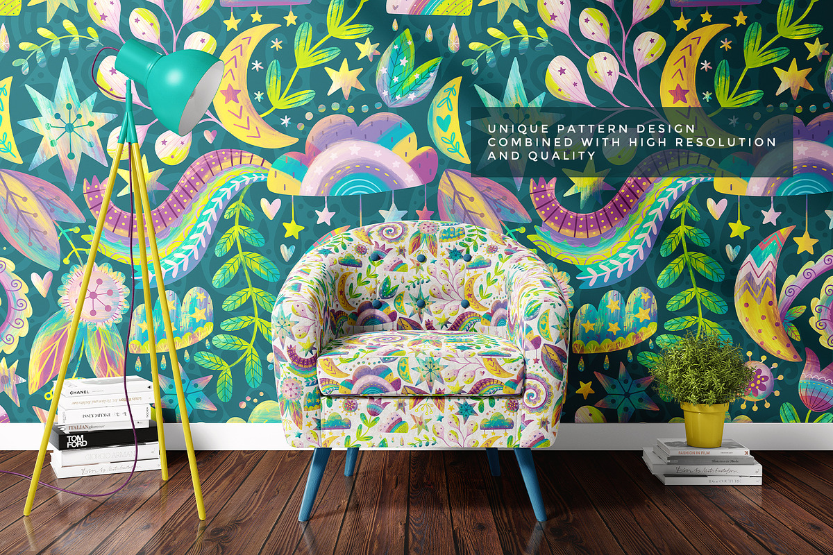 Floral Night - Kids Pattern, a Pattern Graphic by Velliniki (Photo 2 of 11)