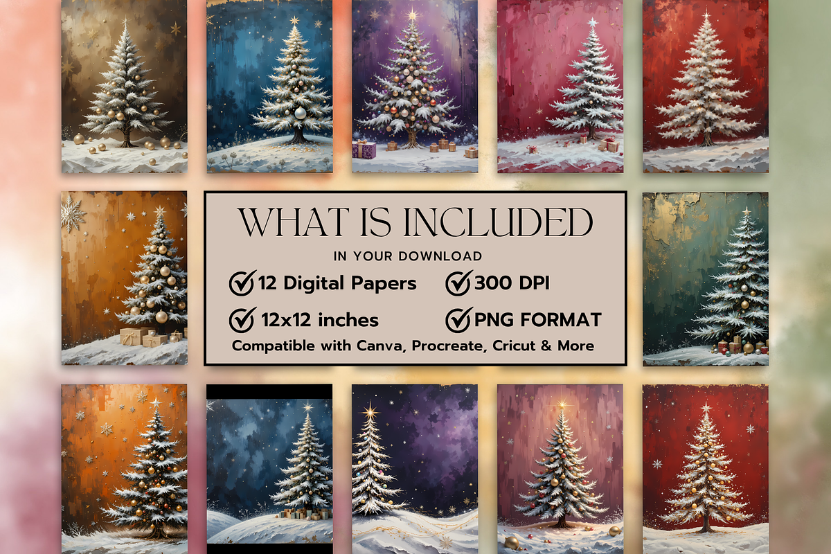 Vintage Christmas Tree Digital Paper, a Graphic by LumiDigiPrints (Photo 4 of 8)