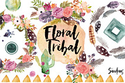 Floral tribal clip art, hand painted, an Illustration by SandraGraphicDesign (Thumbnail 1 of 5)
