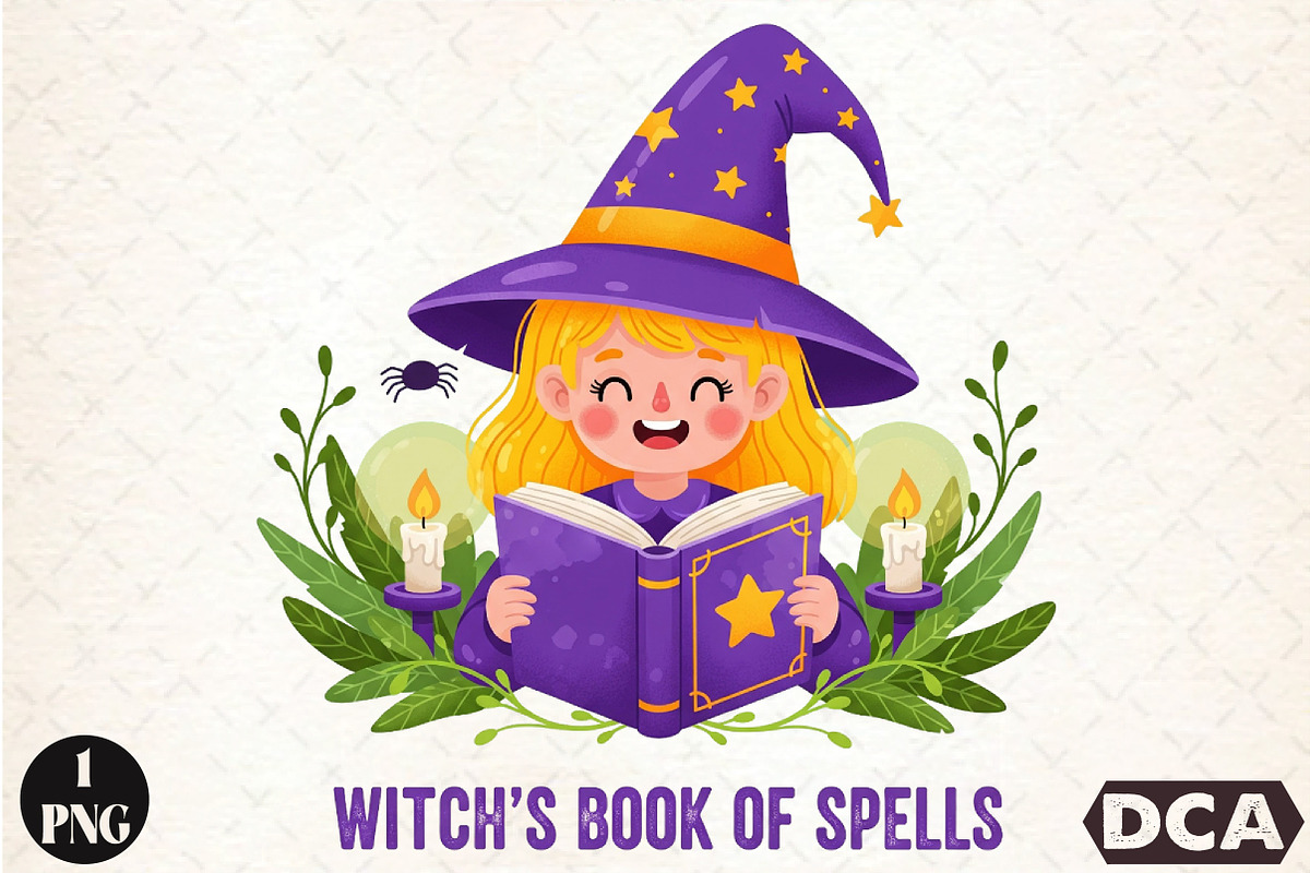 Book Witchs Book of Spells Halloween, an Illustration by DreamCafeArt (Photo 1 of 7)