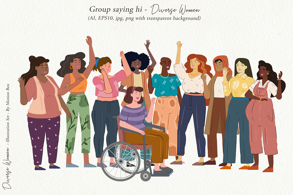 Diverse Women Illustration Pack, a Person Illustration by Motion-Box (Photo 9 of 11)