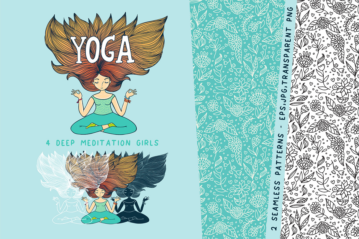 Yoga Meditating Girl, a Healthcare Illustration by Apolinarias Art (Photo 9 of 11)