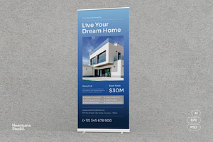 DHAMA | Real Estate Roll Up Banner, a Stationery Template by Neermana