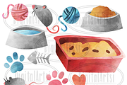 Watercolor Cats Clipart, a Food Illustration by DigitalArtsi (Thumbnail 3 of 3)