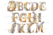 Gold and Silver Alphabet Clipart, a Decorative Illustration by GlamArtZhanna (Thumbnail 2 of 5)