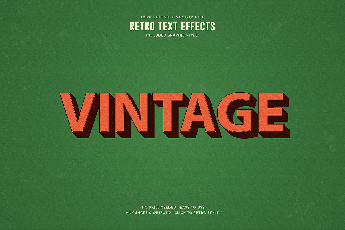 Editable Retro Vector Text Effect, a Plug-in Add-On by Photoshop Action (Photo 2 of 11)