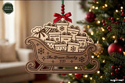 Santa Sleigh Ornaments SVG Bundle, a Decorative Illustration by svgocean (Thumbnail 8 of 21)