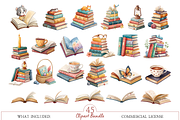 Watercolor Book Lover Clipart Bundle, an Illustration by MockupWizard (Thumbnail 2 of 6)