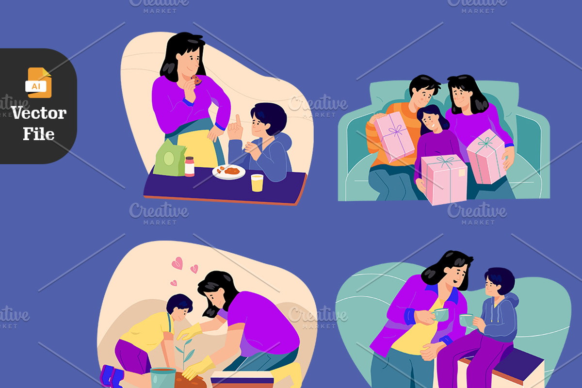 Mother’s Day 10 Vector Illustration, a Seasonal Illustration by Peacock_design (Photo 3 of 5)