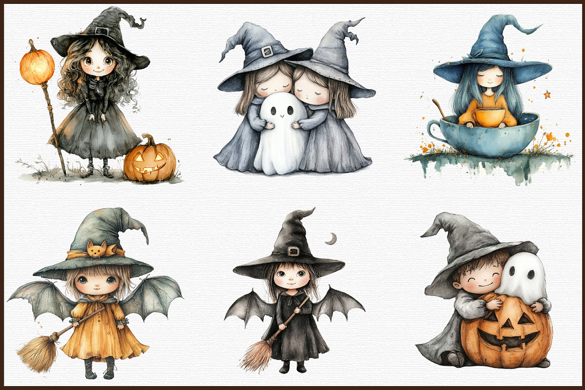 Cute Witch Funny Kids Halloween Clip, an Illustration by Sublimation Artist (Photo 3 of 6)