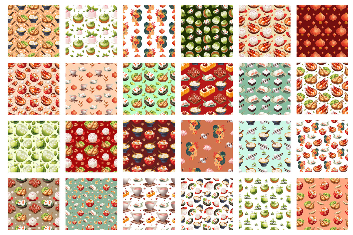Japanese Food & Culture Patterns, a Food Illustration by InkyQueenArt (Photo 4 of 7)