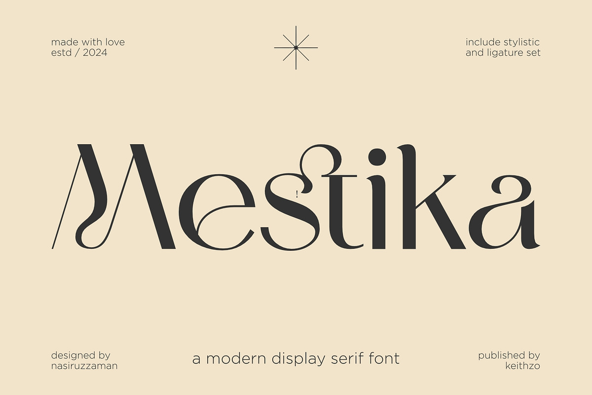 Mestika - Elegant Display Font, a Serif Font by Keithzo (Photo 1 of 11)