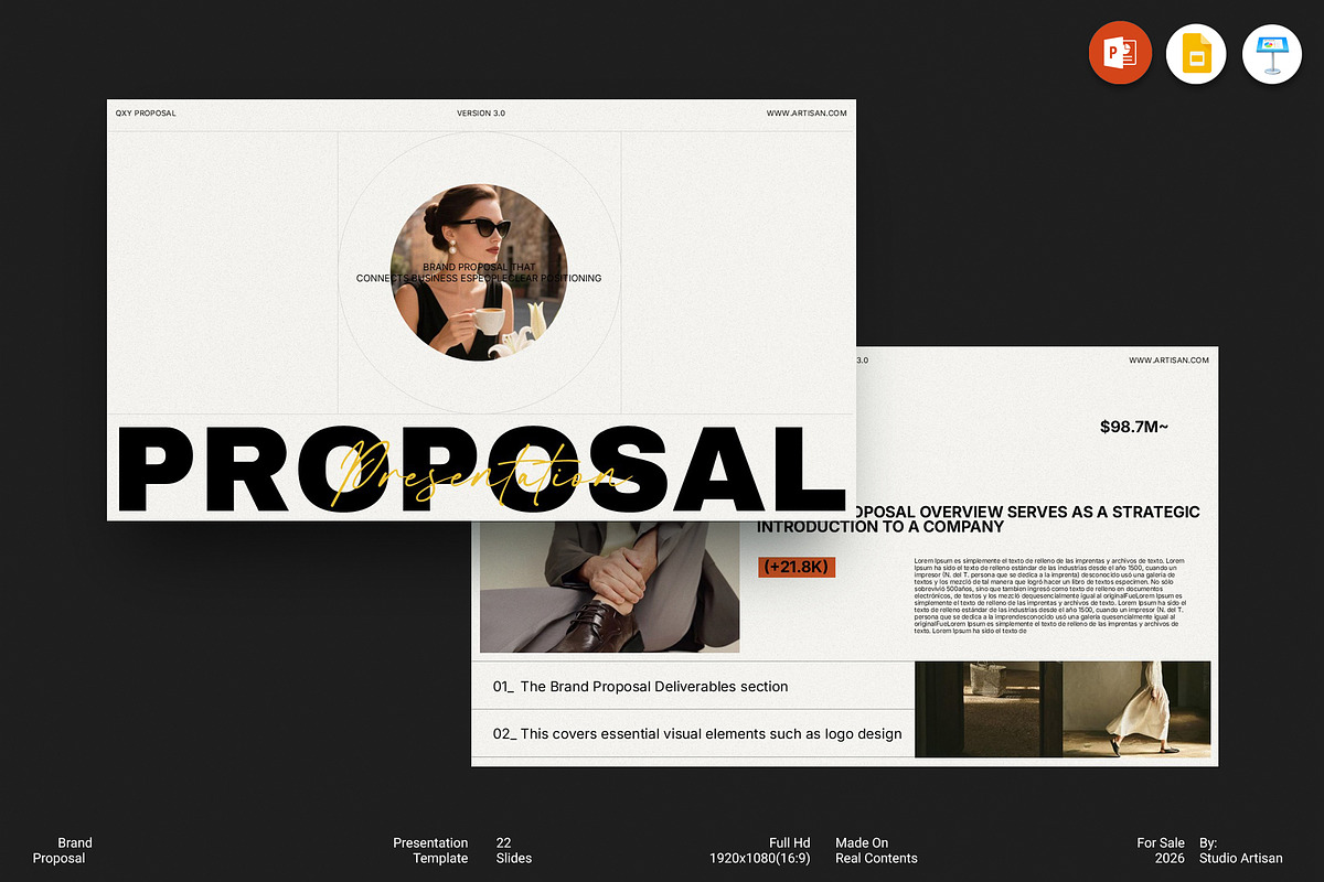 Brand Proposal Presentation Template, a Presentation Template by Studio Artisan (Photo 1 of 7)