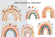 Rainbow Watercolor Boho Rainbow Png, a Decorative Illustration by Paper Artsthetics (Thumbnail 2 of 4)