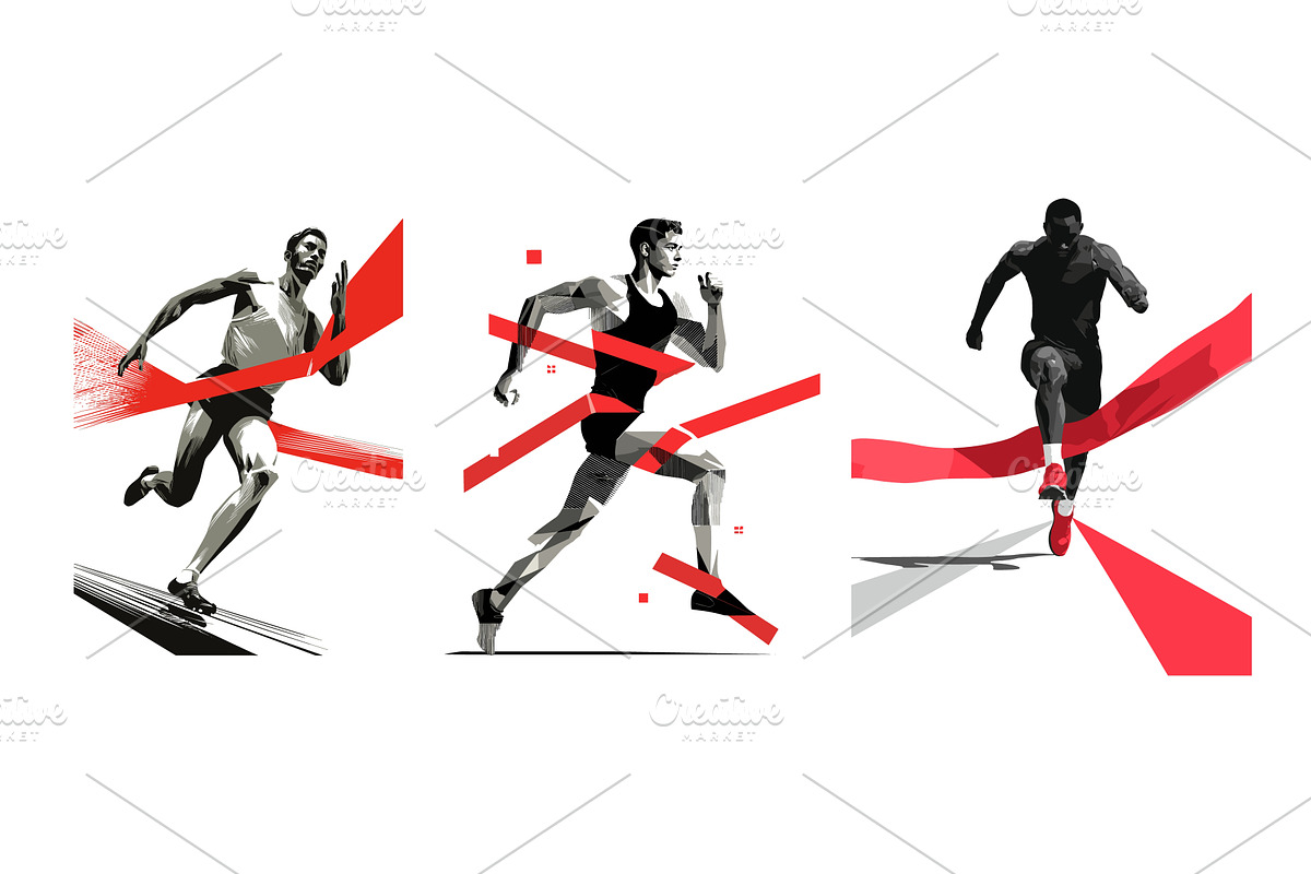 Man winning race cartoon vector, a Sport Illustration by Onyx