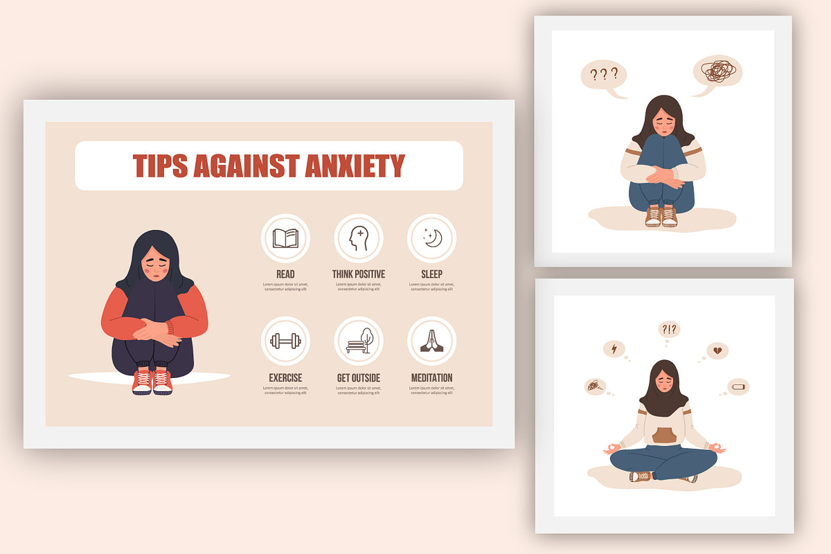 Mental Health arab woman, a Healthcare Illustration by KeronnArt (Photo 3 of 8)