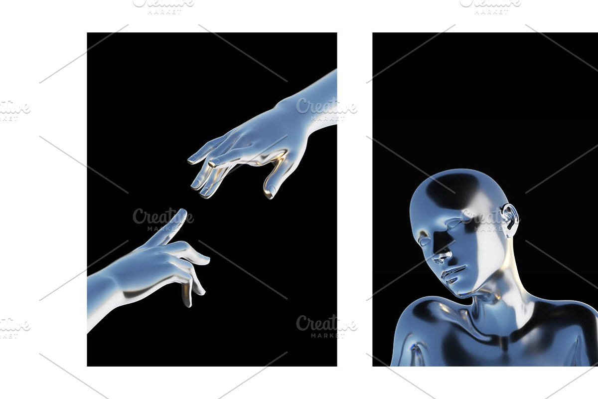 chrome human, metal plastic hands, a Healthcare Illustration by Mary P (Photo 1 of 2)