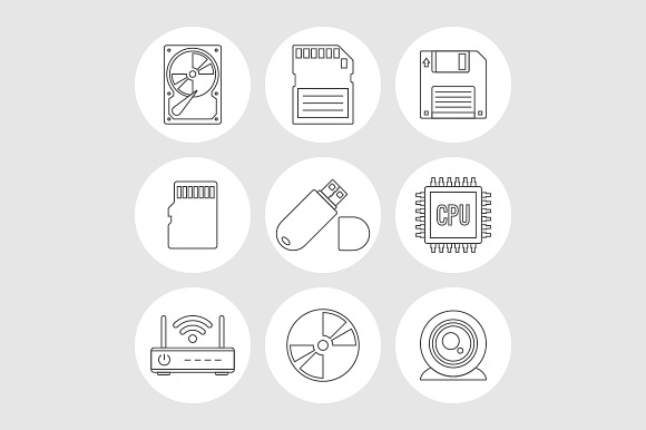 Data Storage Outline Icons