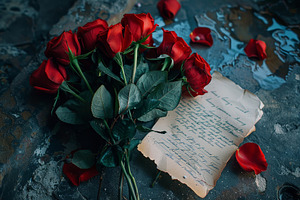A bunch of red roses placed on top o, a Photo by Iftikhar Alam