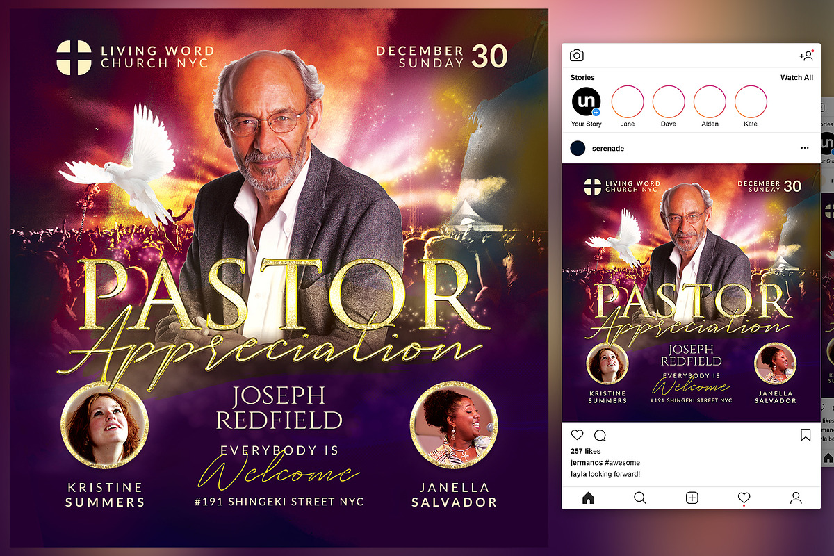 Pastor Appreciation Flyer, a Flyer Template by KiraYamato Design Studio