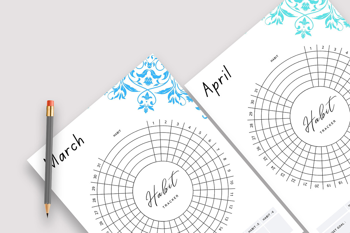 Monthly Habit Tracker Bundle Pack, a Stationery Template by Design Zone (Photo 3 of 6)
