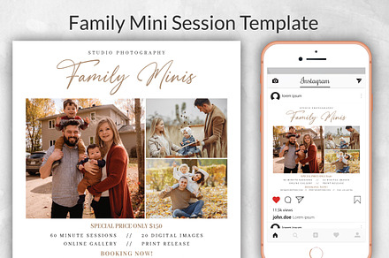 Family Mini Session Template, a Card Template by Designscozy