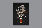 Beer calligraphic vector poster set., a Food Illustration by PoPaShop (Thumbnail 5 of 7)