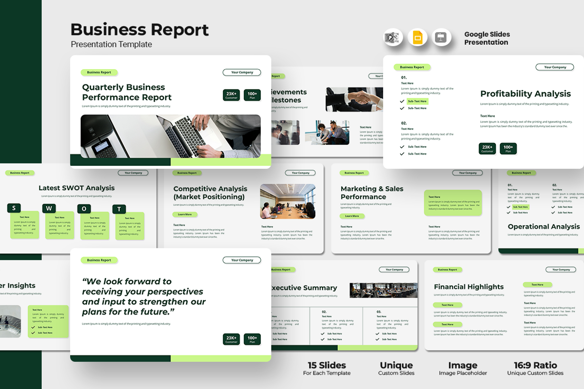 Business Report - Google Slides, a Presentation Template by Iqsiart Studio (Photo 1 of 3)