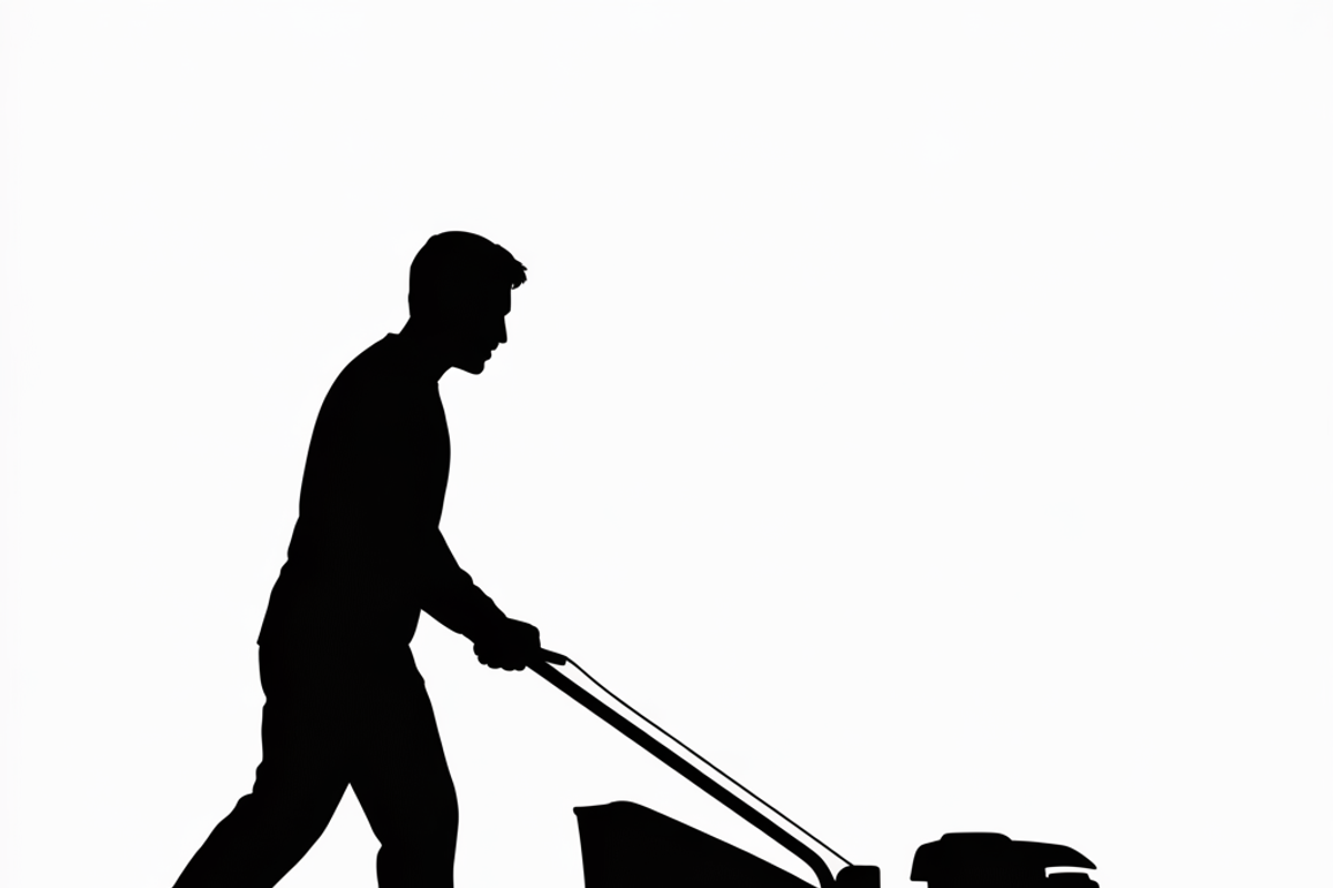 silhouette of a man mowing the lawn, an Illustration by Amazin_art (Photo 6 of 21)