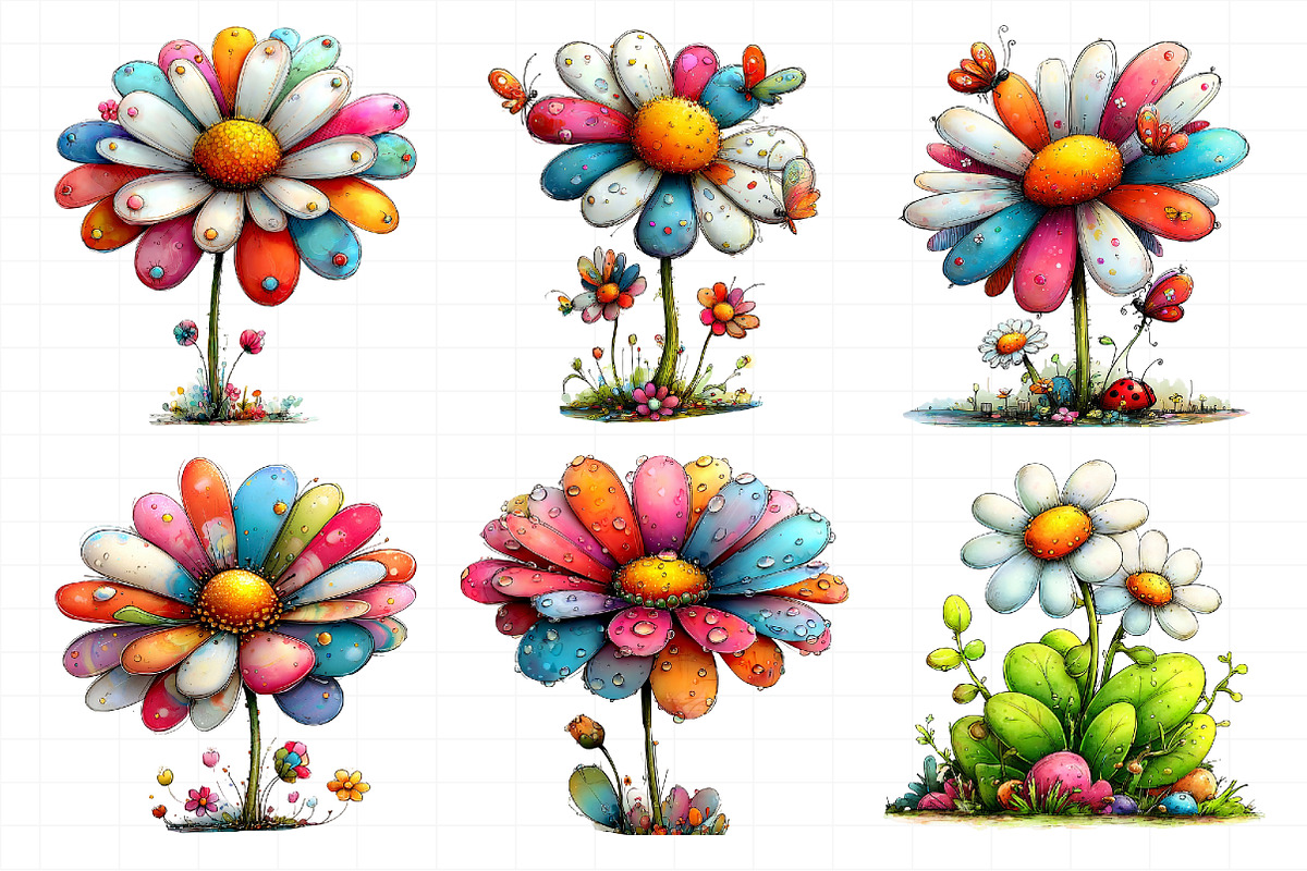 Whimsical Spring Daisy Flower Clipar, an Illustration by Daily.Designs (Photo 3 of 7)