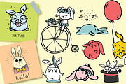 Cute Rabbits, an Animal Illustration by Virinaflora (Thumbnail 3 of 5)