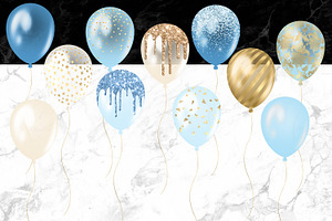 Blue And Gold Balloons Clipart