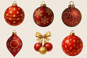 Red Gold Christmas Ornaments Clipart, an Illustration by SVGArt (Thumbnail 8 of 8)