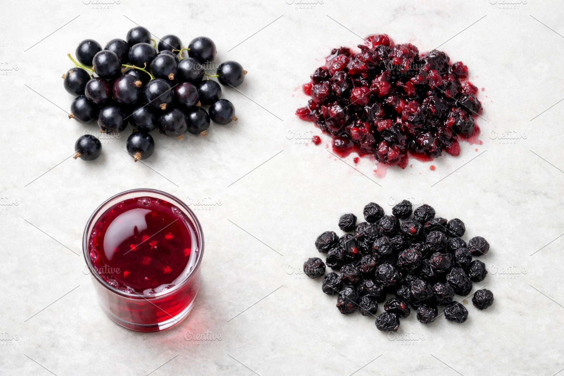 Black currant berries displayed with, a Photo by Dvoevnore photos