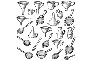 Funnels and Strainers Illustration, an Object Graphic by nikagraphic