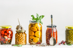 Various preserved vegetables jars, a Food & Drink Photo by VICUSCHKA