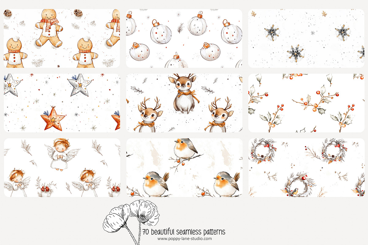 70 white Christmas seamless pattern, a Pattern Graphic by Poppy Lane Studio (Photo 2 of 10)