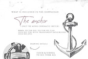 VINTAGE ANCHOR with magnolia flower, an Illustration by Friendly Label (Thumbnail 2 of 2)
