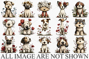 Whimsical Dogs Floral Clipart Bundle, a Seasonal Illustration by Canvas Craft (Thumbnail 3 of 7)