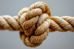 Macro close up of rope knot isolated on light background symboli, an Abstract Photo by José Manuel Gelpi